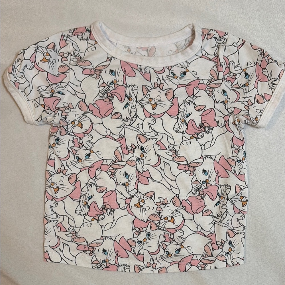 Disney Pink and White Marie Tee Short Sleeve